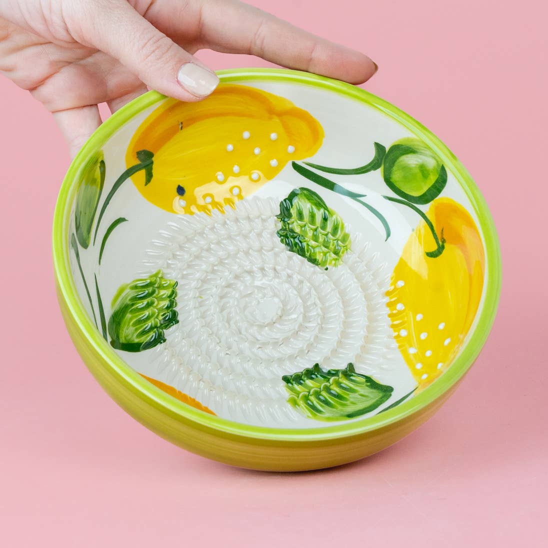 Medium Pottery Grater Bowl for Kitchen & Home Decor / LEMON