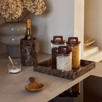 Brown Marble Square Tray - 30x30 cm