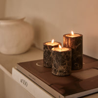 Brown Marble Candle Holder L - Ø6 x 10 cm