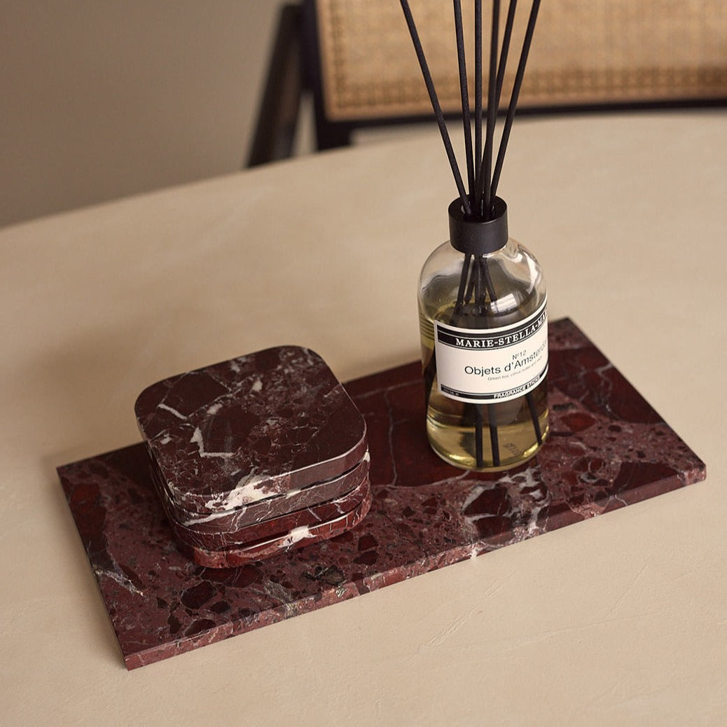 Red Marble Tray M - 15x30 cm