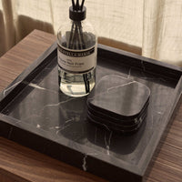 Black Marble Square Tray - 30x30 cm