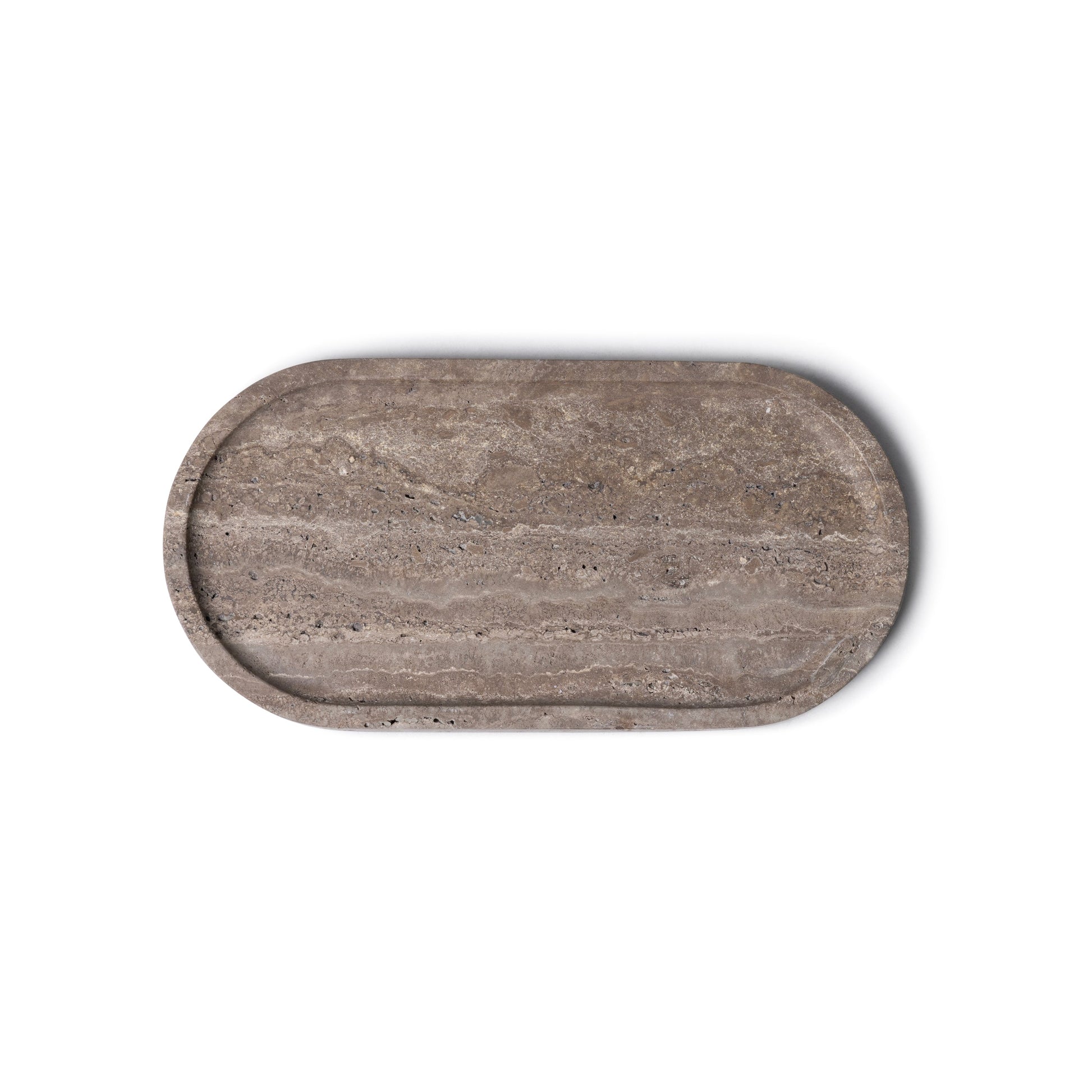 Titanium Travertine Oval Tray - 30x15 cm