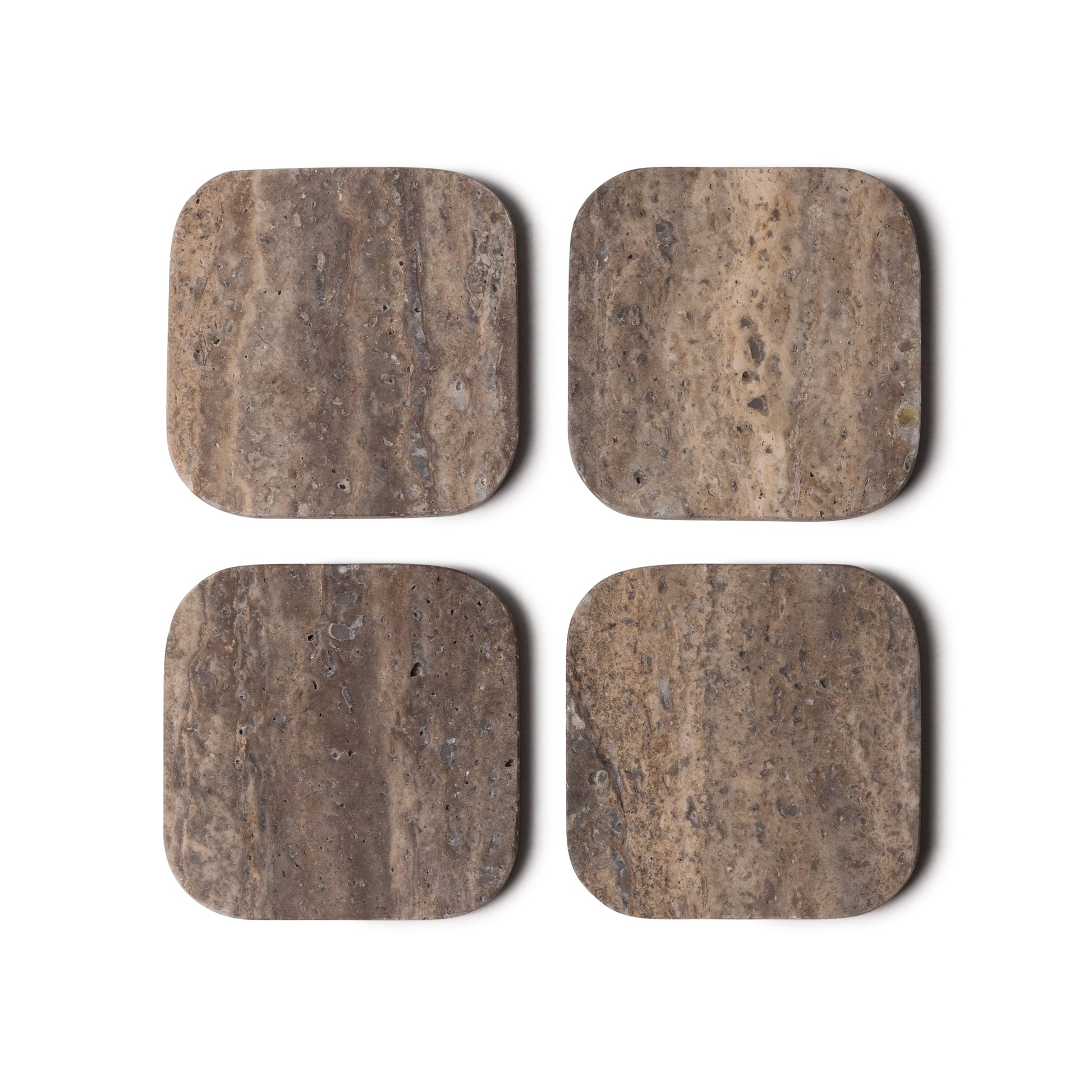 Titanium Travertine Coasters - Set of 4
