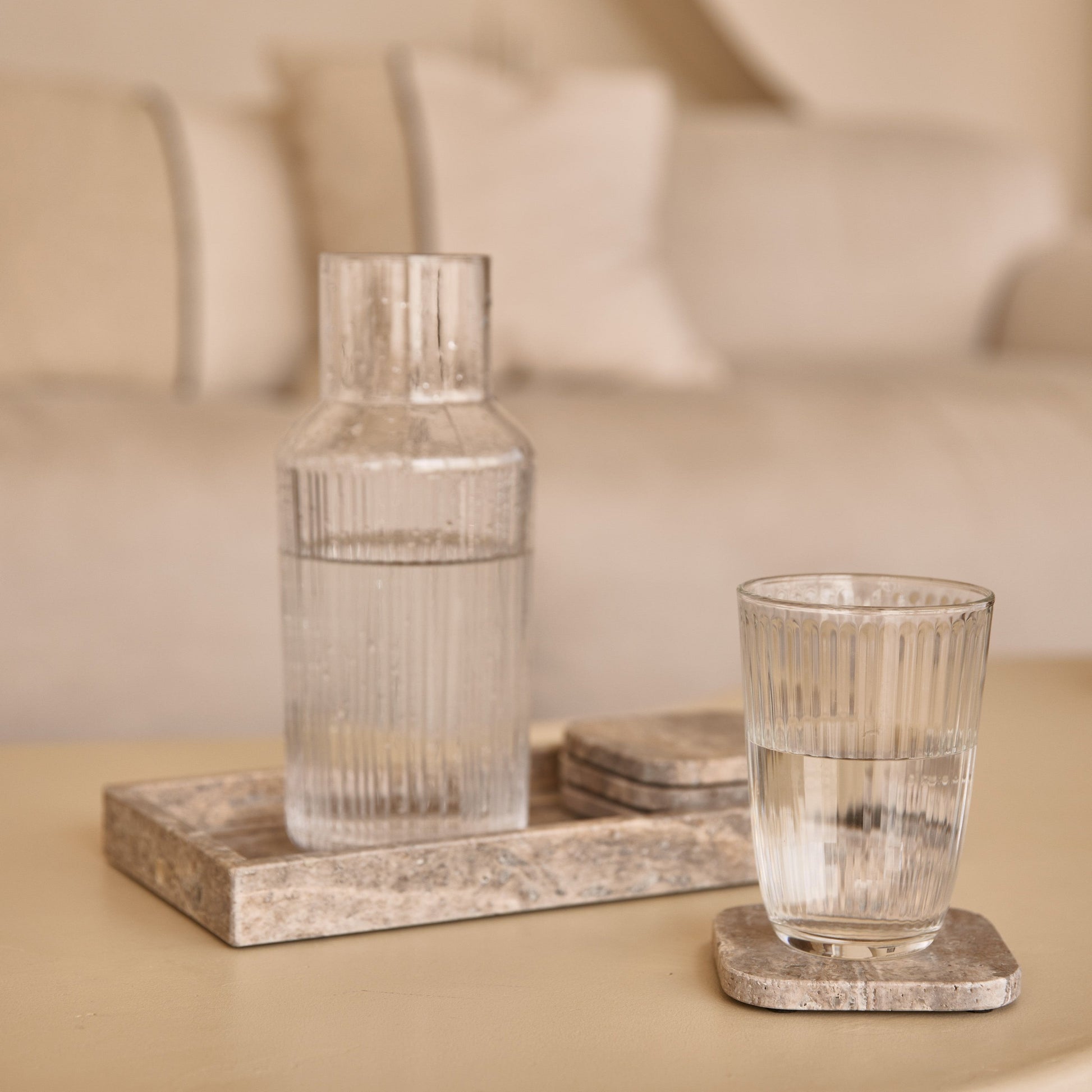 Titanium Travertine Coasters - Set of 4