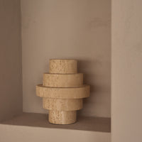 Travertine Agano Vase M - Ø14x22 cm