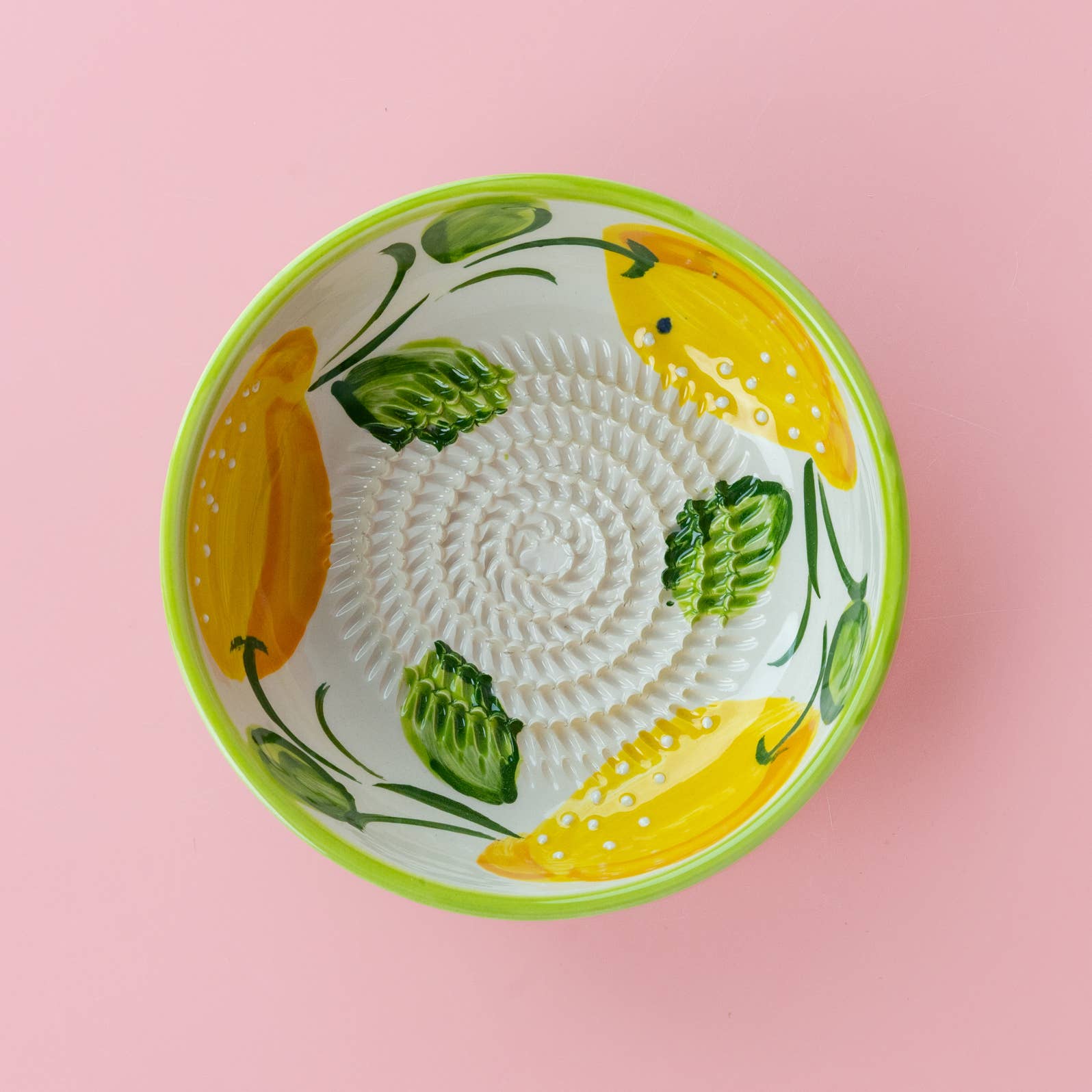 Medium Pottery Grater Bowl for Kitchen & Home Decor / LEMON